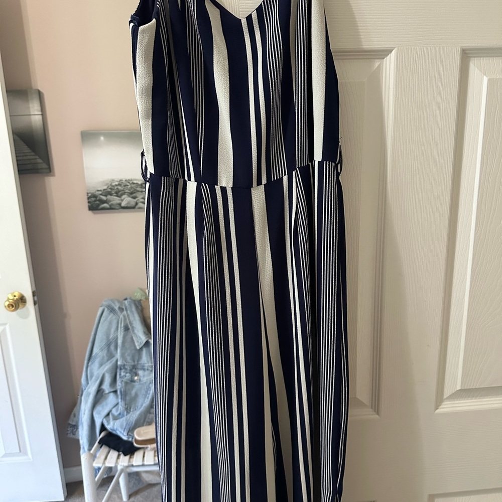 Blue striped jumpsuit
